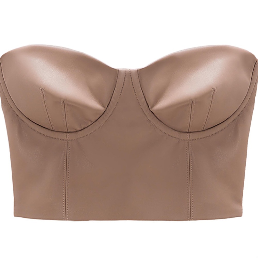 ZARA Tan Faux Leather Bustier